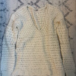 Free People Textured Cream Sweater
